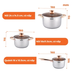 Bộ Nồi Chảo Inox Cao Cấp Nanoco NCWS850