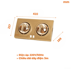 Đèn Sưởi Gắn Tường Hai Bóng Nanoco NBH649G