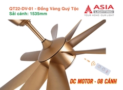 Quạt Trần Động Cơ DC Asia Lighting QT22-DV-01 (Màu Đồng Vàng Quý Tộc)
