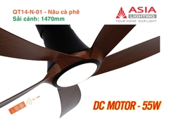 Quạt Trần Động Cơ DC Asia Lighting QT14-N-01 (Màu Nâu Cà Phê)