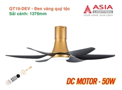 Quạt Trần Động Cơ DC Asia Lighting QT19-DEV (Màu Đen Vàng Quý Tộc)