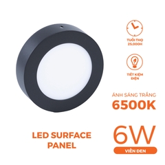 Đèn Ốp Trần Nổi Hình Tròn Viền Đen Nanoco NPL06RB
