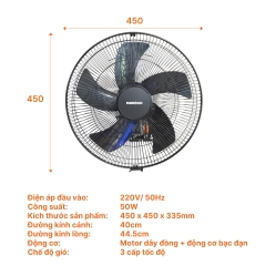 Quạt Treo Tường Nanoco NWF1670K