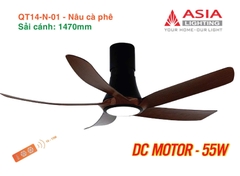Quạt Trần Động Cơ DC Asia Lighting QT14-N-01 (Màu Nâu Cà Phê)