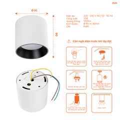 Đèn Ốp Nổi Trụ Trắng Nanoco NSDL15W