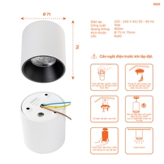 Đèn Ốp Nổi Trụ Trắng Nanoco NSDLC10W