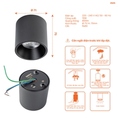Đèn Ốp Nổi Trụ Đen Nanoco NSDLC10B