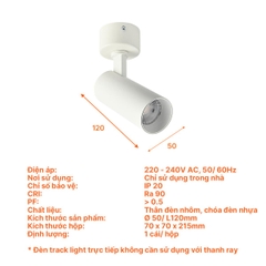 Đèn Rọi Thân Trắng T2 Nanoco Sora Series NTRS10W