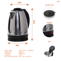 Ấm Đun Siêu Tốc Nanoco NKT1886 / NKT1887