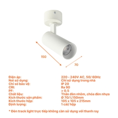 Đèn Rọi Thân Trắng T2 Nanoco Sora Series NTRS20W