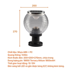 Đèn Sân Vườn Năng Lượng Mặt Trời Nanoco NTZ06200