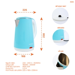 Ấm Đun Siêu Tốc Nanoco NKT2241B