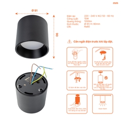 Đèn Ốp Nổi Trụ Đen Nanoco NSDL15B