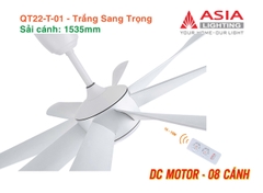 Quạt Trần Động Cơ DC Asia Lighting QT22-T-01 (Màu Trắng Sang Trọng)