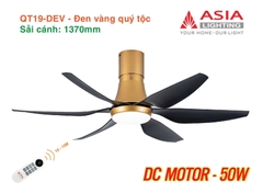 Quạt Trần Động Cơ DC Asia Lighting QT19-DEV (Màu Đen Vàng Quý Tộc)