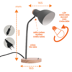 Đèn Bàn Đế Gỗ Nanoco NDKC03