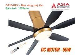 Quạt Trần Động Cơ DC Asia Lighting QT20-DEV (Màu Đen Vàng Quý Tộc)
