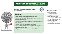 Quạt Sàn Asiavina Turbo Max - VY646990 - Xám