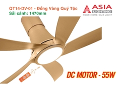 Quạt Trần Động Cơ DC Asia Lighting QT14-DV-02 (Màu Đồng Vàng Quý Tộc)