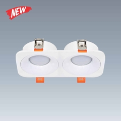 Đèn LED Downlight Âm Trần Đôi Chóa Tán Quang Viền Bạc Anfaco AFC 776/2 LED 9W x 2