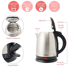 Bình Siêu Tốc Inox 1,2L Philips HD9306/03