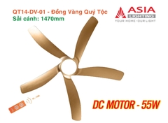 Quạt Trần Động Cơ DC Asia Lighting QT14-DV-02 (Màu Đồng Vàng Quý Tộc)