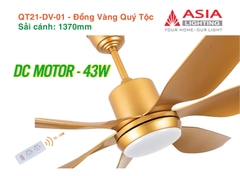 Quạt Trần Động Cơ DC Asia Lighting QT21-DV-01 (Màu Đồng Vàng Quý Tộc)