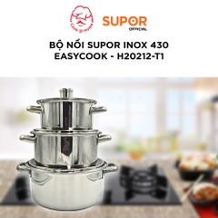 Bộ nồi Supor inox 430 Easycook size 16/20/24cm - H20212-T1