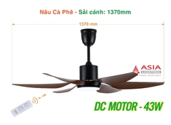 Quạt Trần Động Cơ DC Asia Lighting QT21-N-01 (Màu Nâu Cà Phê)
