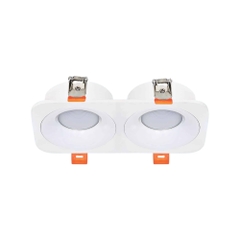 Đèn LED Downlight Âm Trần Đôi Chóa Tán Quang Viền Bạc Anfaco AFC 776/2 LED 9W x 2