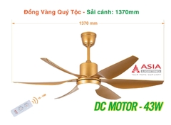 Quạt Trần Động Cơ DC Asia Lighting QT21-DV-01 (Màu Đồng Vàng Quý Tộc)