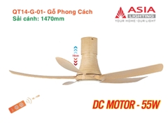 Quạt Trần Động Cơ DC Asia Lighting QT14-G-01 (Màu Gỗ Phong Cách)