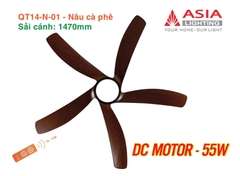 Quạt Trần Động Cơ DC Asia Lighting QT14-N-01 (Màu Nâu Cà Phê)