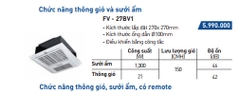 Máy Sưởi Dùng Cho Nhà Tắm Panasonic FV-27BV1