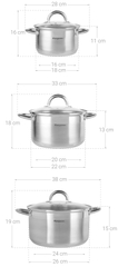 Bộ 3 nồi inox 5 đáy Kangaroo KG876