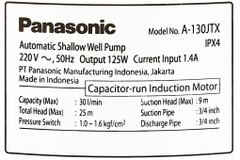 Máy Bơm Tăng Áp PANASONIC A - 130JTX ( Tính Năng Tạo Bọt Khí )