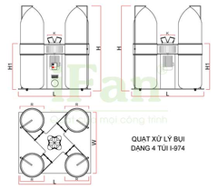 Máy Xử Lý Bụi Công Nghiệp 4 Túi iFan