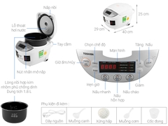SẢN PHẨM NGỪNG KINH DOANH - Nồi cơm điện tử Toshiba 1 lít RC-18DH2PV (W)
