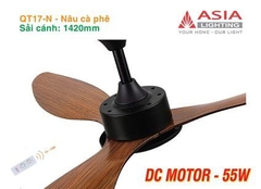 Quạt Trần Cao Cấp 03 Cánh Asia Lighting QT17-N (Nâu cà phê)