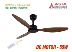 Quạt Trần Cao Cấp 03 Cánh Asia Lighting QT17-N (Nâu cà phê)