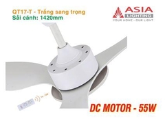 Quạt Trần Cao Cấp 03 Cánh Asia Lighting QT17-T (Trắng sang trọng)