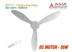 Quạt Trần Cao Cấp 03 Cánh Asia Lighting QT17-T (Trắng sang trọng)