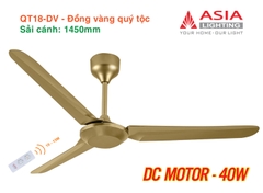 Quạt Trần Cao Cấp 03 Cánh Asia Lighting QT18-DV (Đồng vàng quý tộc)