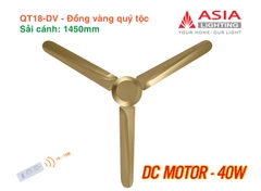 Quạt Trần Cao Cấp 03 Cánh Asia Lighting QT18-DV (Đồng vàng quý tộc)