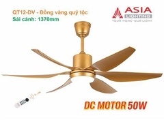 Quạt Trần Đèn Cao Cấp 6 Cánh Asia Lighting QT12-DV-01 (Đồng vàng quý tộc)