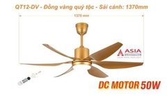 Quạt Trần Đèn Cao Cấp 6 Cánh Asia Lighting QT12-DV-01 (Đồng vàng quý tộc)