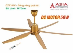 Quạt Trần Đèn Cao Cấp 6 Cánh Asia Lighting QT13-DV-01 (Đồng vàng quý tộc)