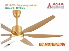 Quạt Trần Đèn Cao Cấp 6 Cánh Asia Lighting QT13-DV-01 (Đồng vàng quý tộc)