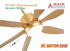 Quạt Trần Đèn Cao Cấp 6 Cánh Asia Lighting QT13-DV-01 (Đồng vàng quý tộc)