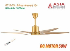 Quạt Trần Đèn Cao Cấp 6 Cánh Asia Lighting QT13-DV-01 (Đồng vàng quý tộc)